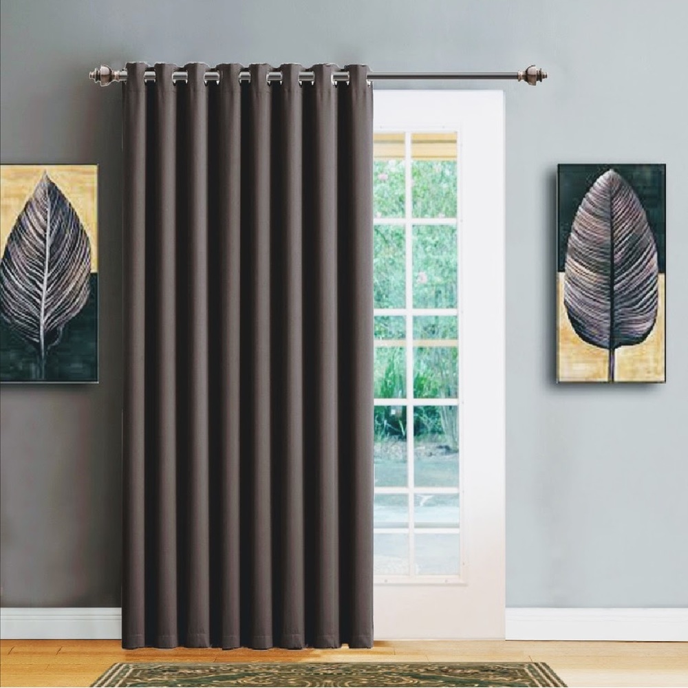 Elizabeth Charcoal 1 blackout window panel with grommets extra wide